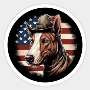 Patriotic Bull Terrier Sticker